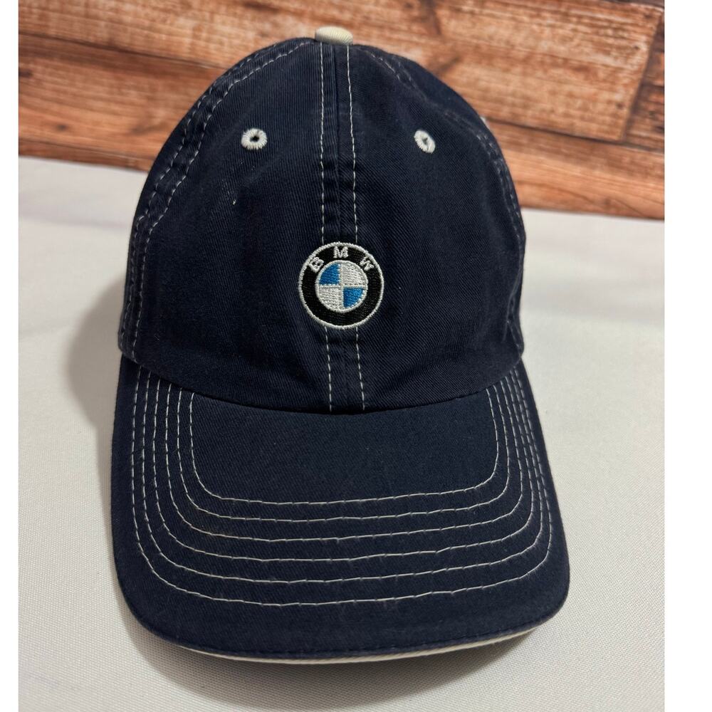 EUC BMW Men's Hat Blue White USA Olympics Strapback Lightweight Logo Cap ADJUST